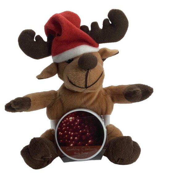 Atico Reindeer Christmas Gift Set Sparkling Cranberry Body Butter Plush Stuffed - Picture 1 of 7